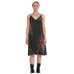 Gary Graham 422 Black Slip Dress, Tray Floral, Size L